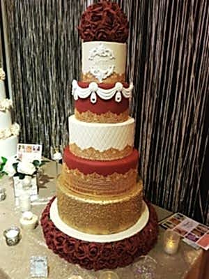 Bollywood Red & Gold Wedding Cake - £735